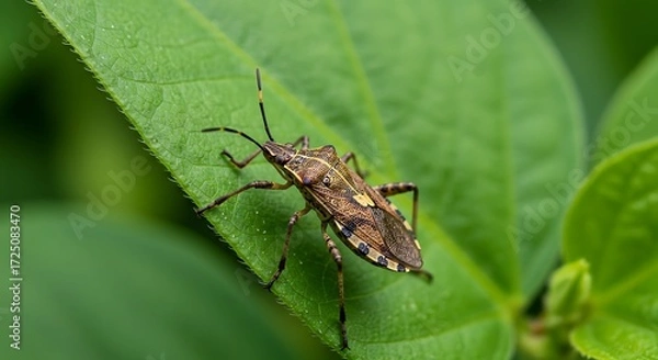 Obraz Insect on green leaf closeup