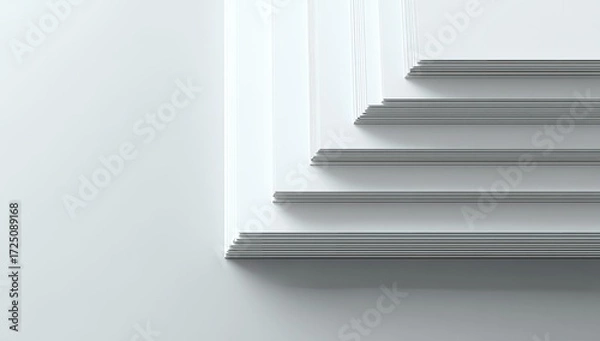 Fototapeta Stacked white rectangular shapes, geometric design