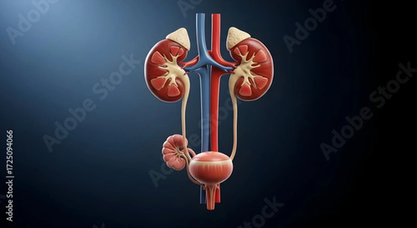 Obraz human urinary system anatomy 3d render illustration