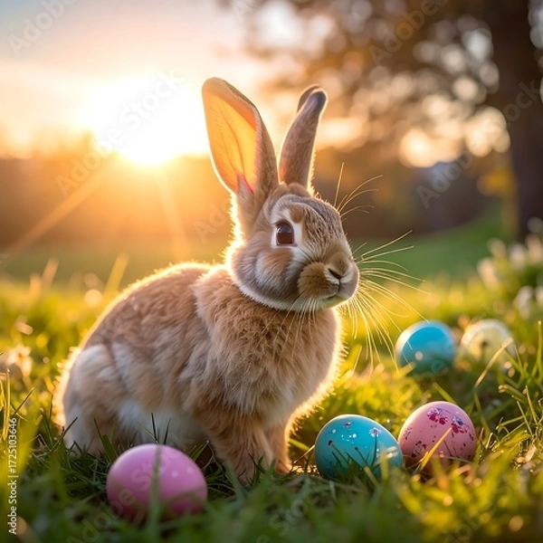 Fototapeta Easter bunny in a field