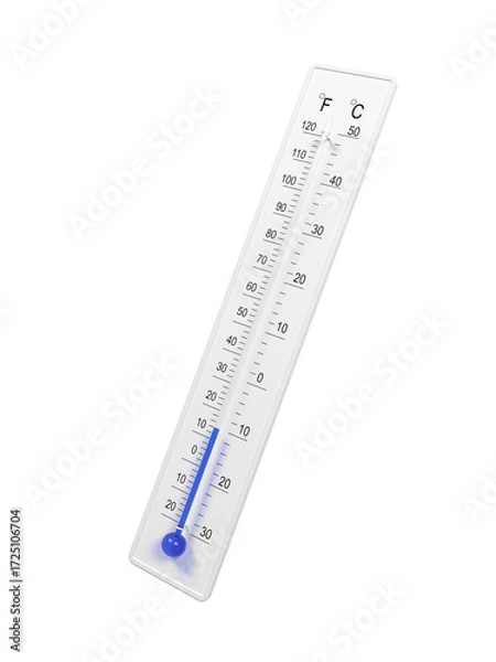 Fototapeta Thermometer isolated on white background. Cold. 3d illustration.