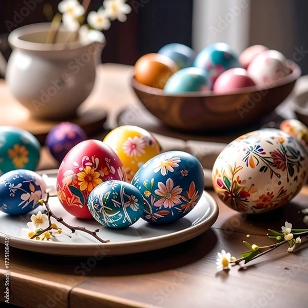 Fototapeta Easter eggs on a table