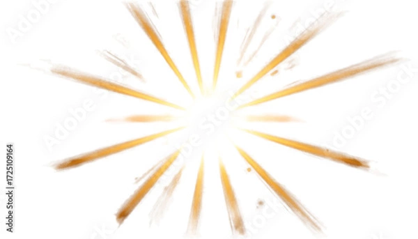 Fototapeta A bright, golden lens flare with distinct rays emanating outwards,