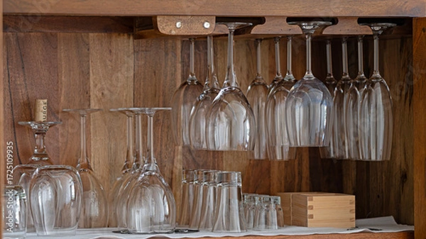 Obraz Wine glasses in a cupboard