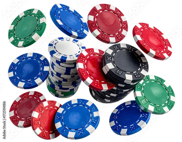 Obraz poker chips on white