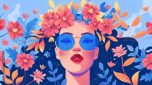 Obraz The illustration combines bold, modern design elements with a minimalist aesthetic, creating a chic and contemporary look.