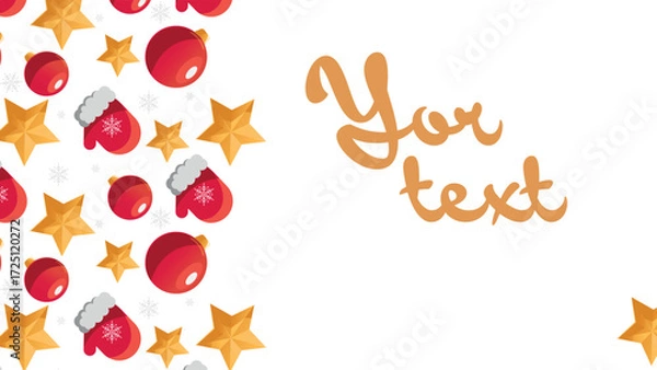 Obraz A versatile vector background for banners. This festive design snowflakes, stars, cozy mittens, and Christmas ornaments, creating a charming and delightful pattern for your holiday promotions.