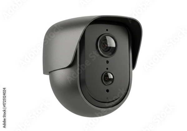 Fototapeta Isolated security camera with protective hood for home or office protection, closeup