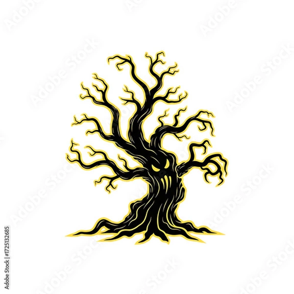 Obraz Spooky halloween tree illustration vector graphic design for halloween season and autumn art on transparent background