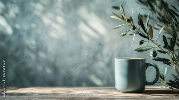 Obraz Teal mug beverage background