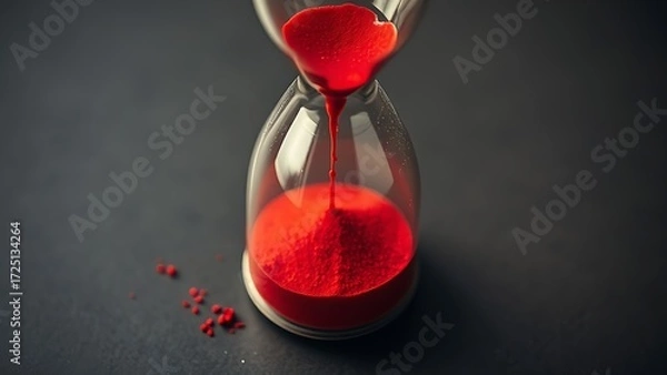 Obraz A cracked hourglass with red sand, symbolizing urgent health warnings in midlife.