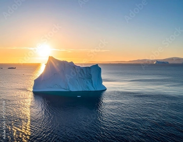 Fototapeta Majestic Iceberg in Sunlit Ocean.