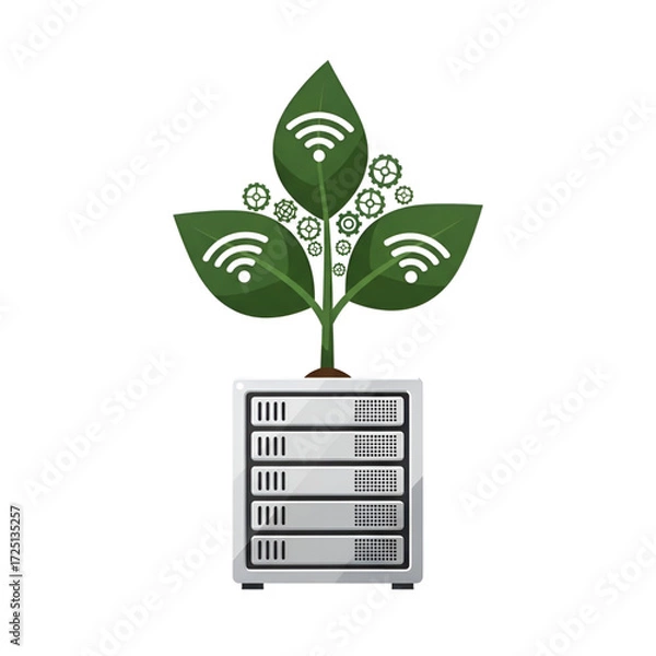 Fototapeta Data growth icon set representing technology and nature connection