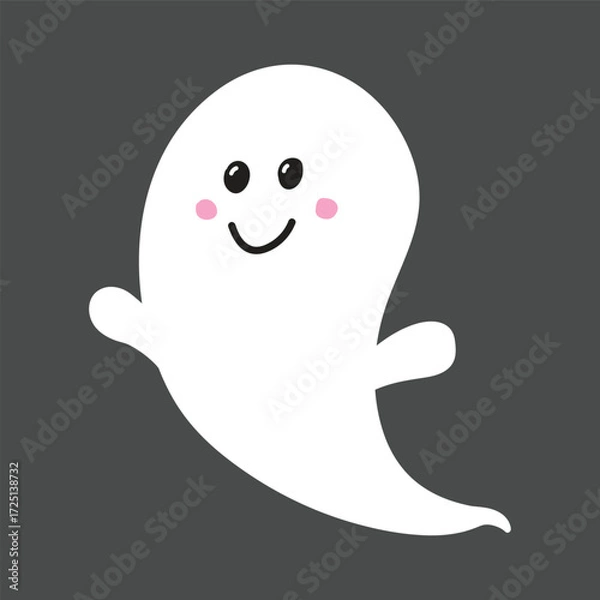 Fototapeta Halloween ghost isolated on white background. Vector illustration