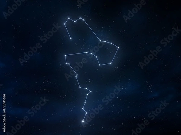 Fototapeta Constellation Eridanus in the night sky. Stars on a dark background isolated. Astrological image.