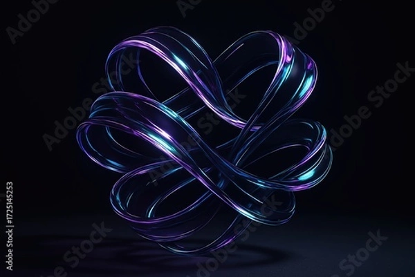 Obraz Iridescent Glass Ribbon Knot on Dark Background