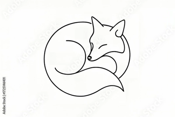 Obraz Minimal Sleeping Fox Line Art Logo