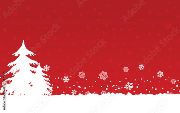 Fototapeta Christmas background with various snowflakes on gradient red. Winter holiday illustration.