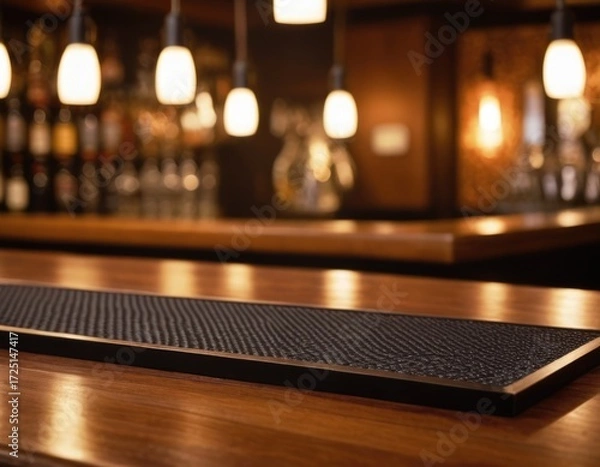 Fototapeta bar mat rubber lies on the bar counter with a blurred background
