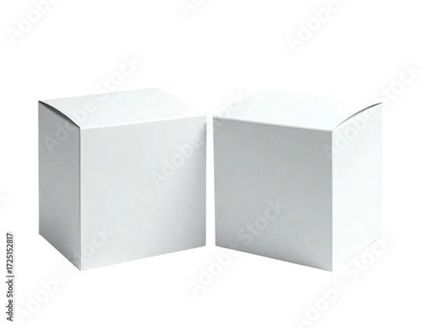 Fototapeta Two identical white square boxes, open-faced, side-by-side