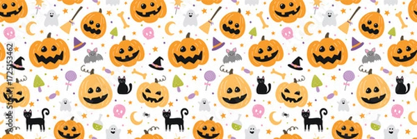 Fototapeta Cute Halloween seamless pattern. Background design. Vector illustration