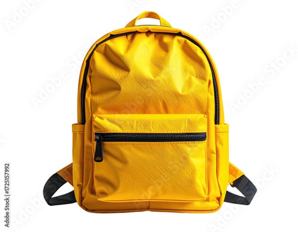 Fototapeta Bright yellow backpack with front zippered pocket
