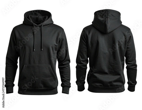 Obraz Front and back view of a plain black hoodie (15)