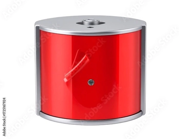 Fototapeta Red and Silver Cylindrical Dispenser.