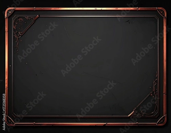 Fototapeta Dark, rectangular frame with copper accents and decorative details