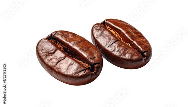 Fototapeta Coffee Beans Realistic Roasted Coffee Bean isolated on solid white background Png form