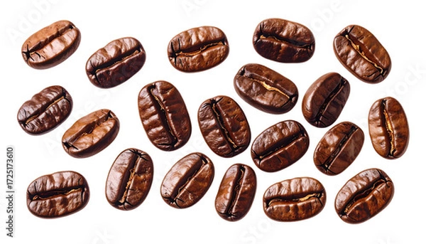 Fototapeta Coffee Beans Realistic Roasted Coffee Bean isolated on solid white background Png