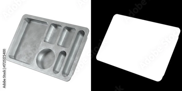 Obraz 3D rendering illustration of a metallic empty compartment meal tray