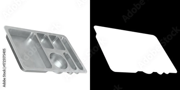 Obraz 3D rendering illustration of a metallic empty compartment meal tray