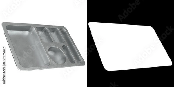 Obraz 3D rendering illustration of a metallic empty compartment meal tray