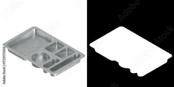 Obraz 3D rendering illustration of a metallic empty compartment meal tray