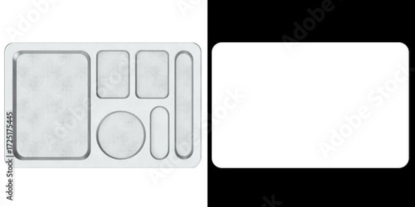 Obraz 3D rendering illustration of a metallic empty compartment meal tray