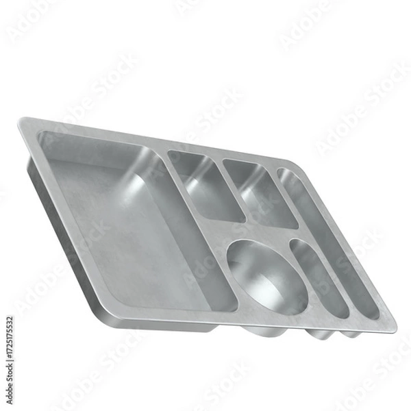 Obraz 3D rendering illustration of a metallic empty compartment meal tray