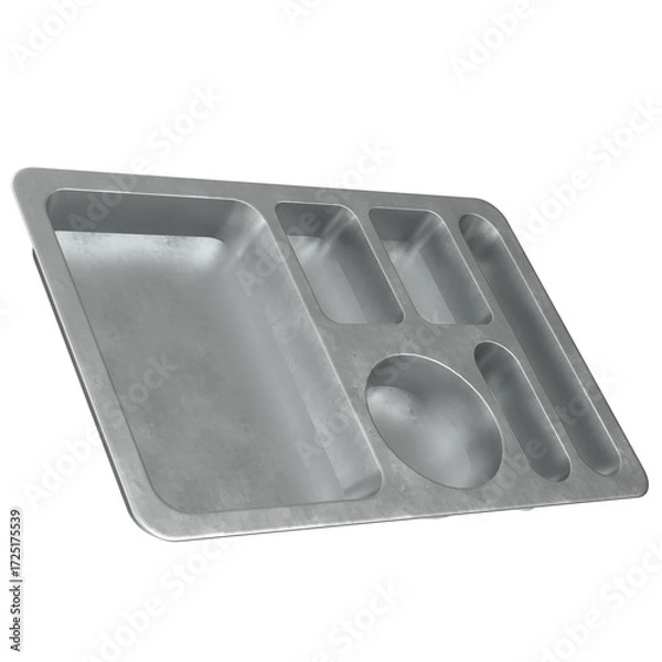 Obraz 3D rendering illustration of a metallic empty compartment meal tray