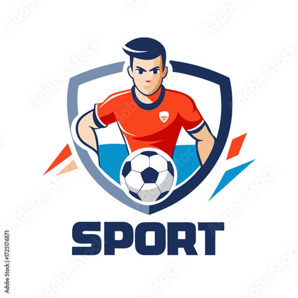 Obraz Dynamic soccer player emblem logo with modern design elements