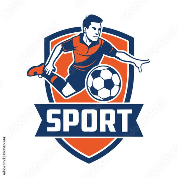Obraz Dynamic soccer player kicking ball vector logo design