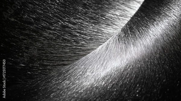 Fototapeta Stunning close-up abstract texture of sleek shiny black fur with dramatic light and shadow play