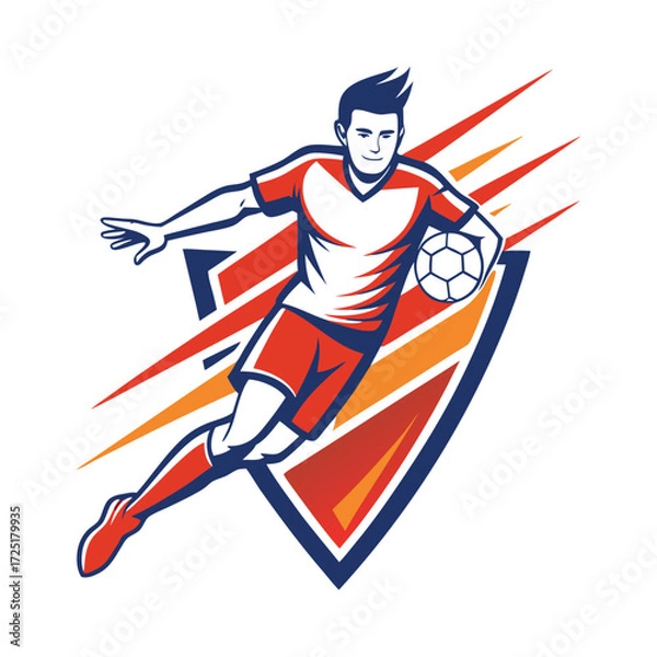 Obraz Dynamic Soccer Player Illustration with Abstract Background Elements