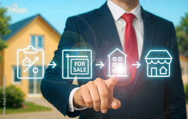 Fototapeta a real estate sales using holographic computer