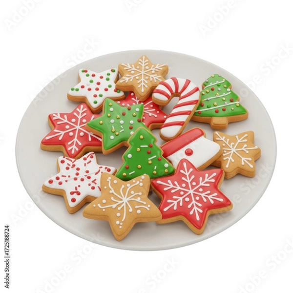 Fototapeta Assorted festive christmas cookies on plate