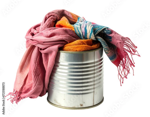 Obraz A metal tin can, filled with colorful scarves