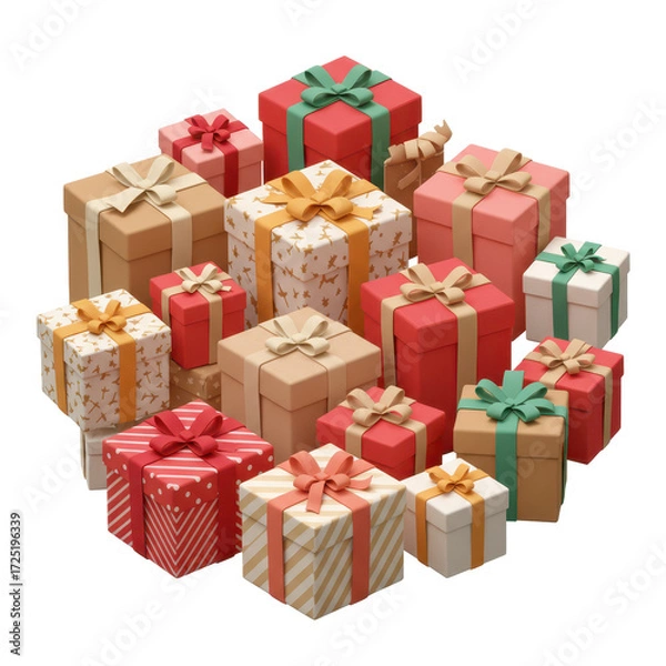 Fototapeta Collection of gift boxes with various designs and colors