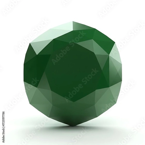 Fototapeta Deep green faceted gem sphere, 3D abstract rendering, forest green, natural element, wealth, and elegance