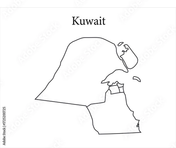 Fototapeta Simple Outline Map of Kuwait