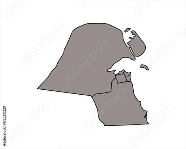 Fototapeta Simple grey map of Kuwait