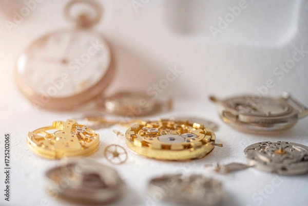 Obraz Watchmaker workshop. Mechanical watch repair process
